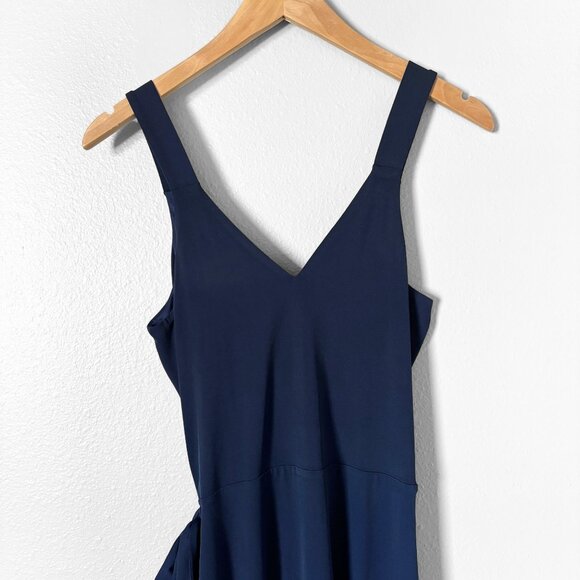 41 Hawthorn Navy Blue Faux Wrap Dress Womens Medium Scandi Minimalist Office - Picture 6 of 13